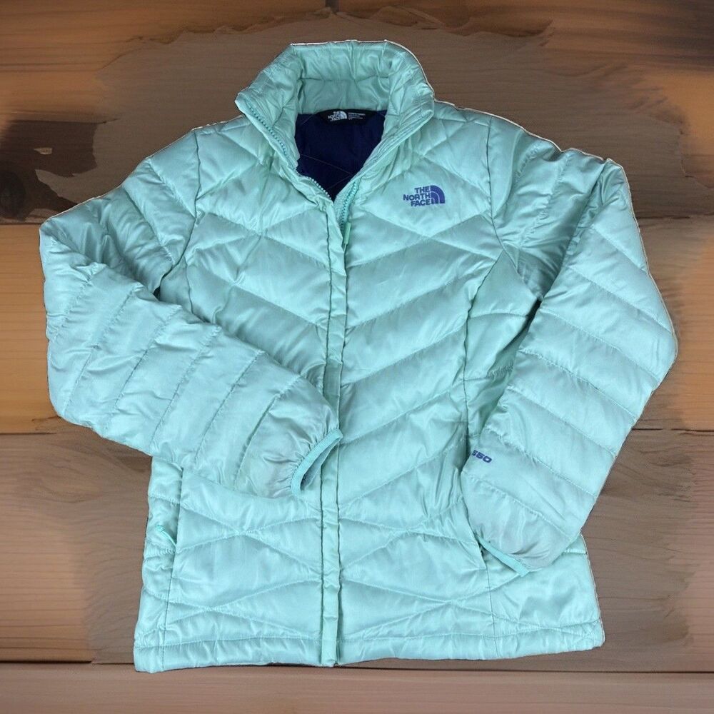 The North Face Womens 550 Goose Down Puffer Jacket Size Small Seafoam Green